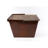 A MID 20TH CENTURY FAUX WOODEN METAL BOX WITH HANDLE