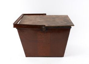 A MID 20TH CENTURY FAUX WOODEN METAL BOX WITH HANDLE