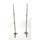 SIEGEL PARIS, A PAIR OF EARLY 20TH CENTURY BRONZE ADJUSTABLE 3 TIER SHELF STANDS