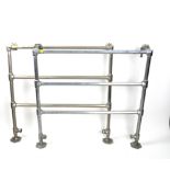 A PAIR OF EARLY 20TH CENTURY CHROME DECO HEATED TOWEL RAILS