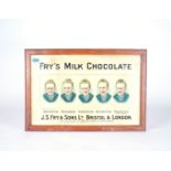 FRY'S MILK CHOCOLATE, A RARE "FIVE BOYS" FRAMED ADVERTISING SHOWCARD