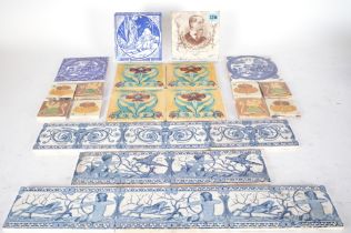 A GROUP OF DECORATIVE VICTORIAN TILES, MOSTLY PICTORIAL