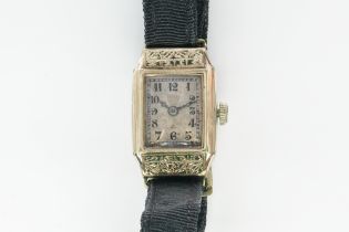 A TAVANNES RECTANGULAR WHITE GOLD PLATED CASED LADY'S WRISTWATCH
