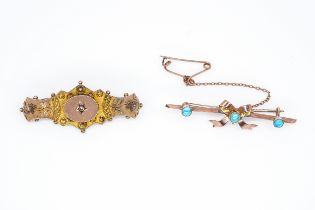 TWO EDWARDIAN GOLD BROOCHES