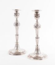 A PAIR OF GEORGE III SILVER TABLE CANDLESTICKS