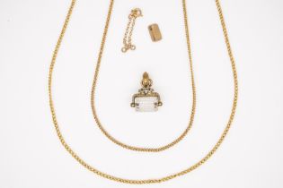 TWO GOLD NECKCHAINS AND THREE FURTHER ITEMS (5)