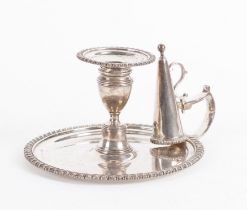 A GEORGE IV SILVER CHAMBER CANDLESTICK