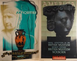 AUSTIN COOPER (1890-1964): 'ANTIQUITIES AT THE BRITISH MUSEUM' ADVERTISING POSTER AND ANOTHER...