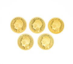 FIVE YOGOSLAVIA GOLD DUCATS (5)