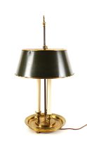 A FRENCH BRASS THREE LIGHT BOUILLOTTE LAMP
