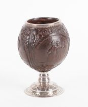 A SILVER MOUNTED COCONUT CUP