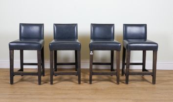HOWE LONDON; FOUR LEATHER UPHOLSTERED BAR STOOLS (4)