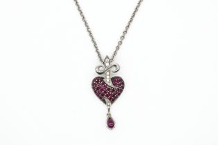 A STEPHEN WEBSTER 18CT WHITE GOLD, RUBY AND DIAMOND HEART NECKLACE