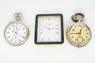 A BASE METAL CASED STOP WATCH AND TWO FURTHER ITEMS (3)