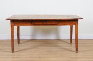 A 19TH CENTURY FRENCH FRUITWOOD PLANK TOP KITCHEN TABLE