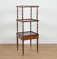 A LATE 19TH CENTURY FAUX ROSEWOOD PAINTED THREE TIER WHAT-NOT