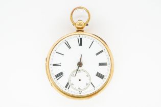 AN 18CT GOLD CASED, KEYWIND, OPENFACED GENTLEMAN'S POCKET WATCH