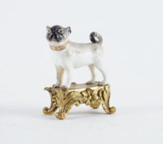 A MEISSEN MINIATURE FIGURE OF A STANDING PUG DOG