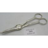 A pair of plain Georgian silver grape scissors. London 1819. William Eley and William Fearn. 2.3