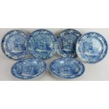 Four early 19th century plates by Liverpool Herculaneum pottery with transfer printed 'Hop