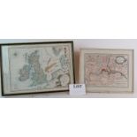 An early French map of the British Isles by E A Philippe De Pretot, C1770. Hand Coloured, Framed and