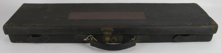 An antique leather shotgun case by James Macnaughton & Sons, Edinburgh. Red felt lining, brass - Image 2 of 6