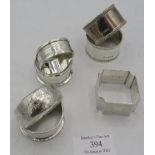 A collection of 7 silver napkin rings. All fully hallmarked. Condition report: Minimal scratching on