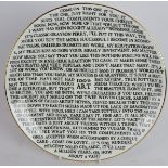 A Grayson Perry 100% art ceramic plate produced for York ART Gallery. 21.5cm diameter. Condition