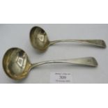 A pair of Georgian silver sauce ladles. London 1815. Josiah and George Piercy. Monogrammed 'K' 2.8