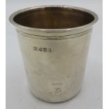 A French silver beaker marked 337, 308 and 348! Approx: 32" high. 2.9 troy oz/92 grams. Condition
