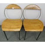 A pair of contemporary Art Deco style maple side chairs by Francis Veillerot, with hoop backs and