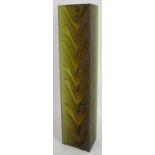 A large cast glass sculpture by Jenny smith (Auckland N.Z.) of tri-form with draped silk effect to