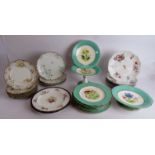 A collection of antique Limoges and other plates and Tazzas, mostly hand decorated. (28).