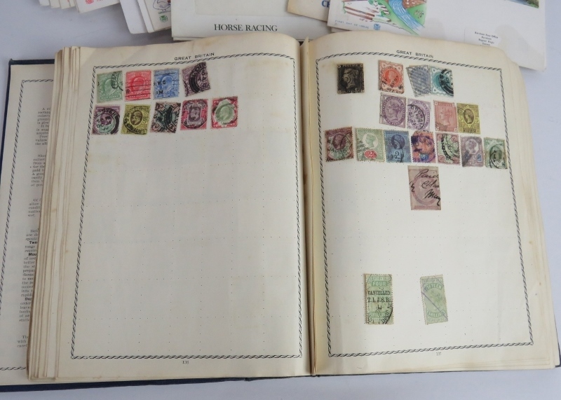 A vintage stamp album and contents including a Penny Black, also a small collection of first day - Image 2 of 6