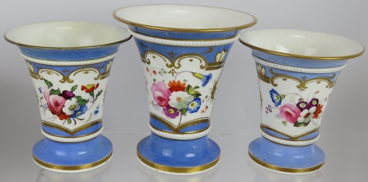 A set of 3 19th century Spode vases with hand decorated panels. Two bowls, two Royal Copenhagen - Image 3 of 6