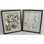 Ben Lowe (b.1976) - 'Abstract Studies', two, mixed media, signed, 24cm x 19cm, framed. Condition