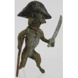 A Vienna Bergmann style cold painted bronze figure of a dog pirate with wooden leg. Mark to left