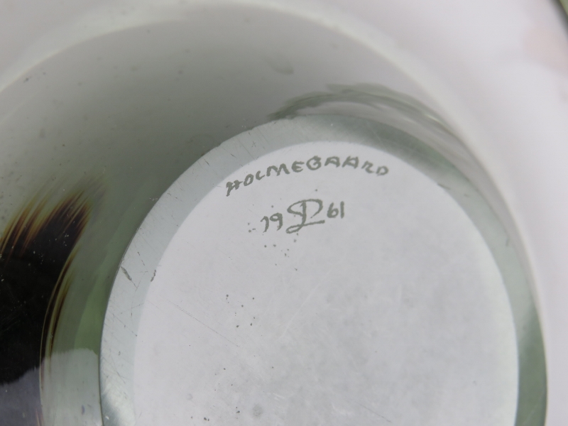 A 1960s Danish smoked studio glass bowl of elliptical form signed by Per Lutken, Holmegaard, 1961. - Image 3 of 3