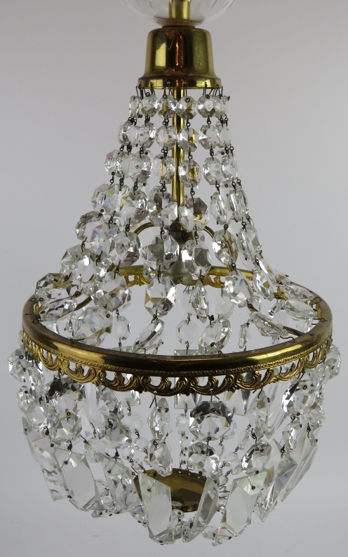 Three cut crystal glass and gilt brass chandeliers, one 52cm drop, 25cm diameter and two 45cm - Image 2 of 3