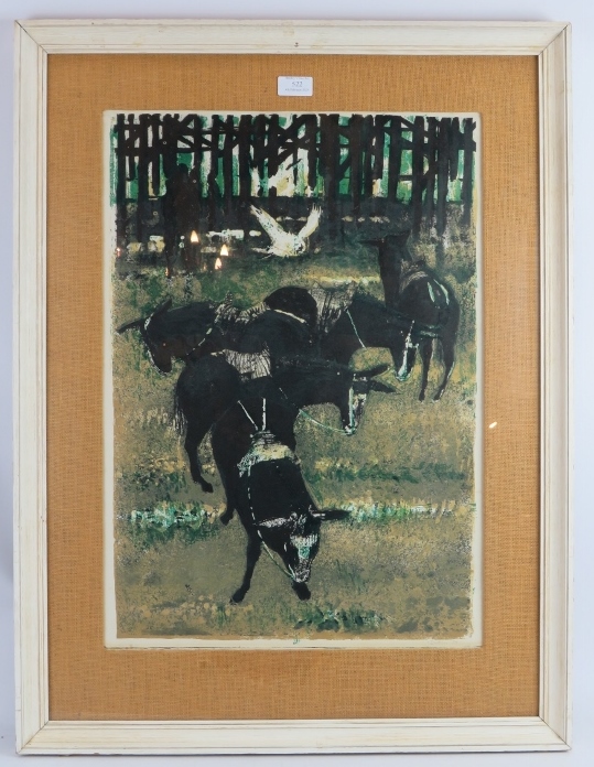 Martin Dutton (1959) - 'Donkeys on the beach', lithograph, pencil signed and dated, 60cm x 40cm,