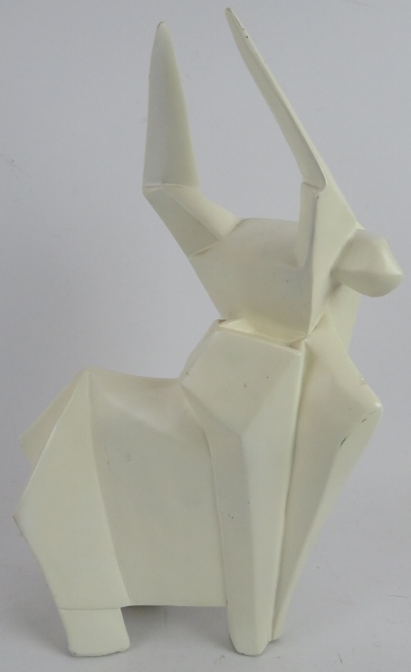 A stylised Origami like cubist model of a bull of composite construction. Height 38cm. Width 23cm. - Image 2 of 3