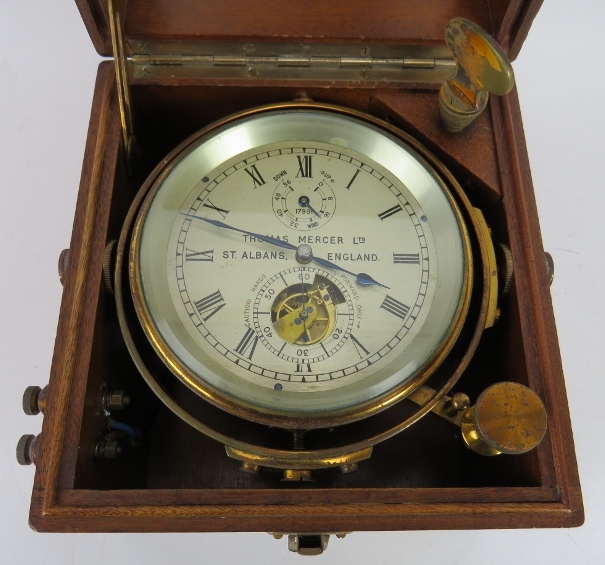 A cased ships marine chronometer by Thomas Mercer Ltd., St. Albans, No: 17991. Mid 20th century,