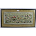 Chinese School (20th century) - silkwork panel depicting over 100 figures in various activities,