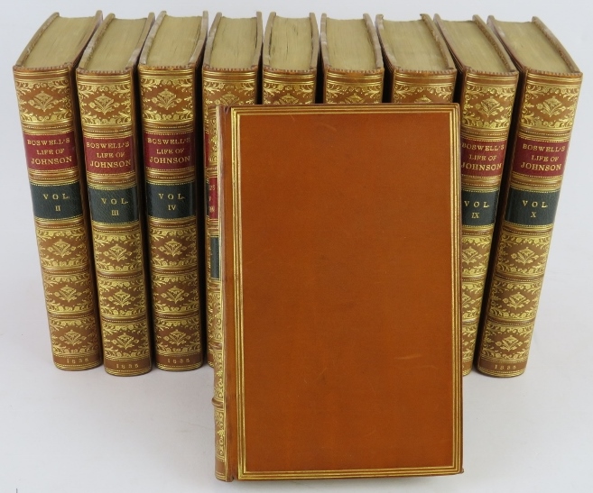 Volumes 1 -10, Boswell's Life of Samuel Johnson LLD, published by John Murray 1835, full leather - Image 2 of 8