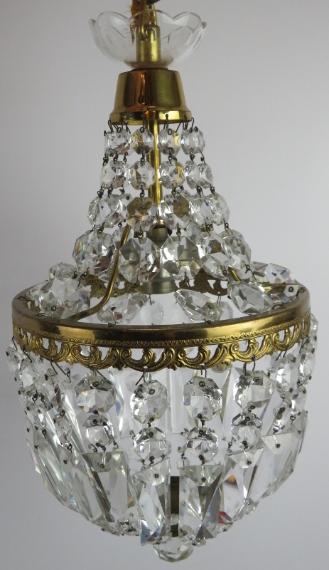 Three cut crystal glass and gilt brass chandeliers, one 52cm drop, 25cm diameter and two 45cm - Image 3 of 3