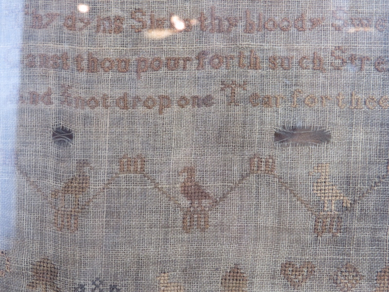 A Georgian needlework sampler by Catherine Woodings, aged 14, 1819. Mounted in a period maple frame - Image 4 of 6