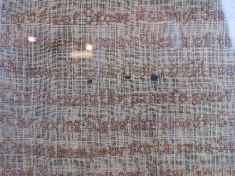 A Georgian needlework sampler by Catherine Woodings, aged 14, 1819. Mounted in a period maple frame - Image 5 of 6