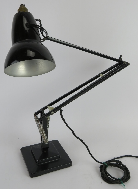 A vintage black Angle poise lamp by George Cawardine for Herbert Terry & Sons with two step base. - Image 2 of 5