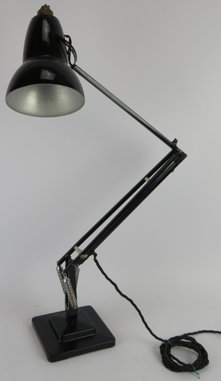 A vintage black Angle poise lamp by George Cawardine for Herbert Terry & Sons with two step base.
