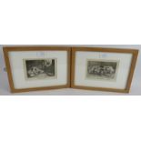 'Reynard in the Pigstye' and 'Two Hogs' - a pair of etchings, c.1800, 9.5cm x 15cm, framed.